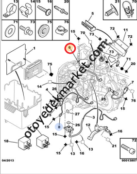 Peugeot 207 (2006-2012) Otomatik Vites Kontaktör Şalter (Orijinal)