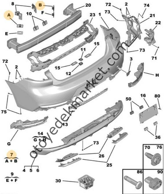 Peugeot 508 (2019-2023) Arka Tampon Park Sensörü Bağlantı Ayak Takımı (Orijinal)