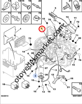 Peugeot 308 (2008-2013) Otomatik Vites Kontaktör Şalter (Orijinal)