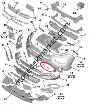 Citroen C4 X (2021-2026) Ön Tampon Sağ Lamba Çıtası (Krom Gri Renginde) (Orijinal)