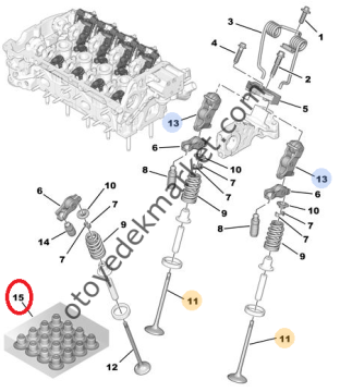 Peugeot 207 1,6 Benzinli Subap Lastik Takımı (Orijinal)