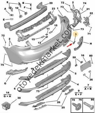 Peugeot 508 (2019-2023) Arka Tampon Çeki Demir Kapağı (Orijinal)