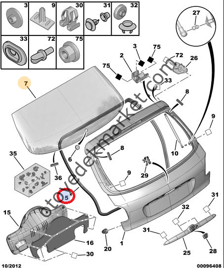 PEUGEOT 206 BAGAJ KAPAK FİTİLİ (ORJİNAL)