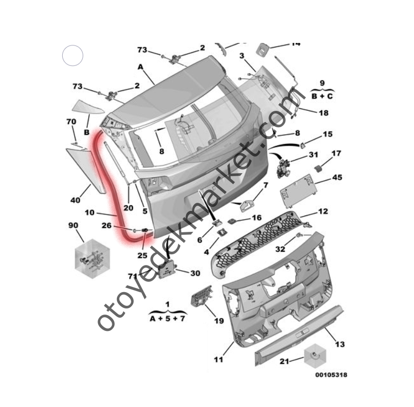 Peugeot 3008 (2016-2023) Arka Bagaj Kapağı Lastik Fitili (Orijinal)