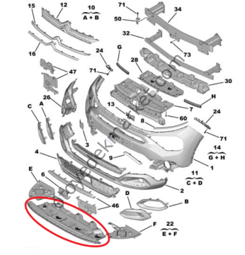 Citroen C4 X (2021-2024) Ön Tampon Alt Plastik Deflektörü (Orijinal)