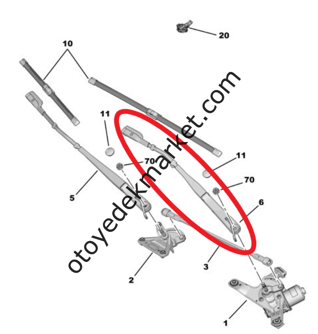 Peugeot 308 (2022-2025) Ön Cam Sol Silecek Kolu (Orijinal)