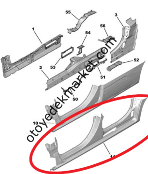 Citroen Berlingo (2018-2024) Sağ Marşpiyel Sacı (Orijinal)