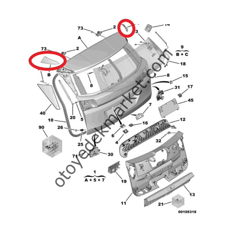 Peugeot 3008 (2016-2020) Arka Bagaj Kapağı Çıtası (Orijinal)