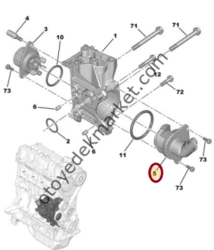 Peugeot 106 (1997-2001) 1,4 Su Pompa Çıkış Borusu (Orijinal)