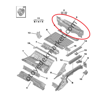 Peugeot 3008 (2016-2023) Arka Panel (Orijinal)
