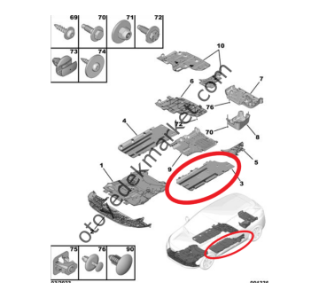 Peugeot 3008 (2016-2023) Alt Sol Koruma Muhafaza Plastiği (Orijinal)
