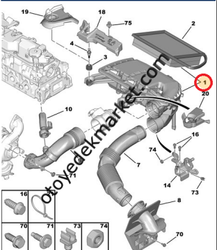 Peugeot 208 (2016-2018) 1.6 Hdi Hava Filtre Kutusu (Orijinal)