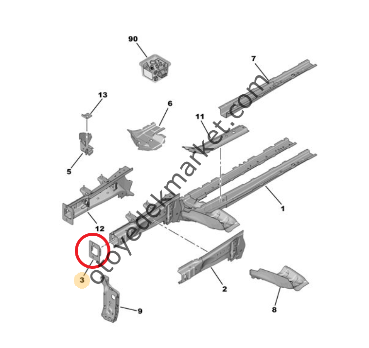 Peugeot 3008 (2016-2023) Sağ Şase Uç Sacı (Orijinal)