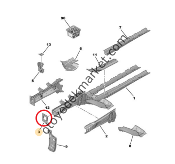 Peugeot 3008 (2016-2023) Sağ Şase Uç Sacı (Orijinal)