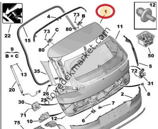 Citroen C4 Picasso (2013-2017) Bagaj Kapağı (ORJİNAL)