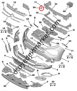Citroen C4 X (2021-2024) Ön Tampon Orta Dayanağı, Sol (Orijinal)
