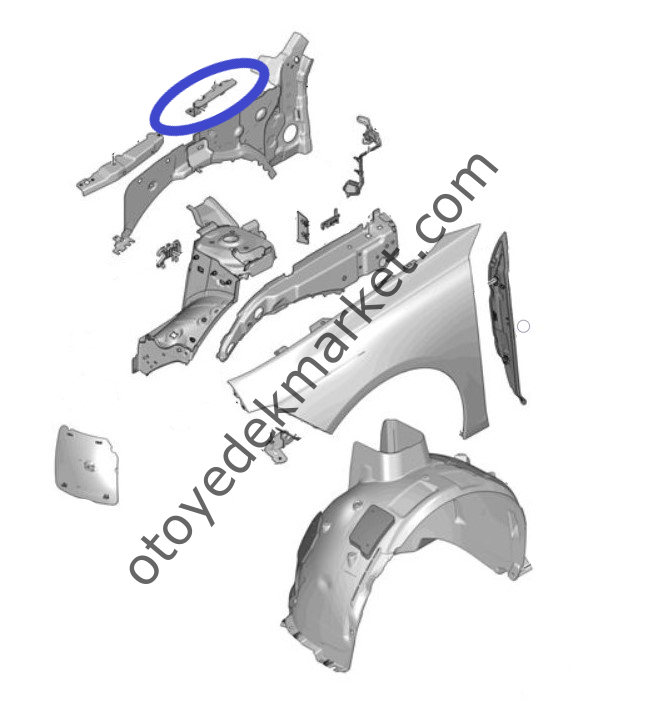 Peugeot 508 (2019-2023) Sağ Ön Çamurluk Üst Arka Bağlantı Ayağı (Orijinal)