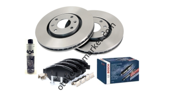 Peugeot 406 2.0 Benzinli Ön Fren Disk + Balata Seti + Ön Takım Fren Balatası+ 1 Takım Ön Fren Diski + Temizleme Spreyi (Bosch)