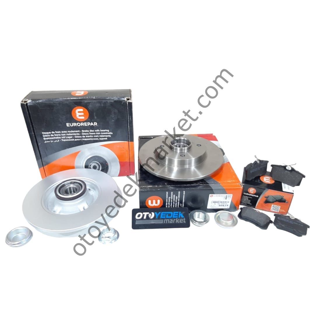 Peugeot 207 (2006-2012) Arka Balata Ve Rulmanlı Poryalı Disk Seti (Orjinal Eurorepar)
