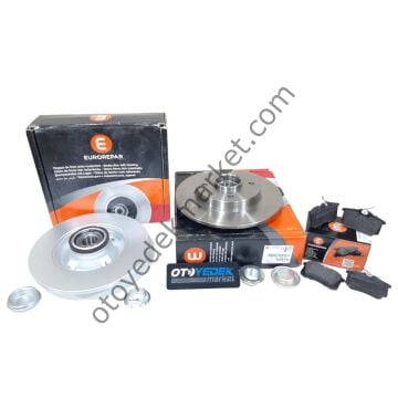 Peugeot 207 (2006-2012) Arka Balata Ve Rulmanlı Poryalı Disk Seti (Orjinal Eurorepar)
