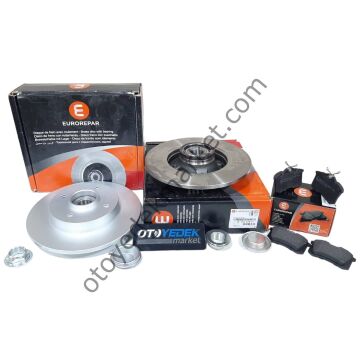 Peugeot 207 (2006-2012) Arka Balata Ve Rulmanlı Poryalı Disk Seti (Orjinal Eurorepar)