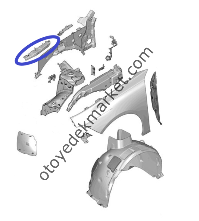 Peugeot 508 (2019-2023) Sağ Ön Çamurluk Üst Ön Bağlantı Ayağı (Orijinal)