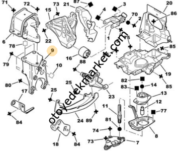 Citroen Xsara (2000-2005) 2.0 Benzinli Sağ Üst Motor Kulak Mesnedi (Orijinal)
