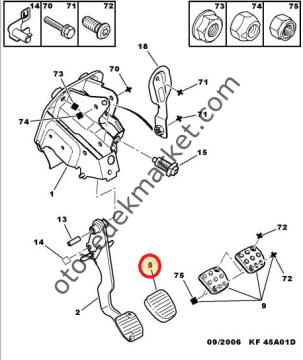 PEUGEOT 206 (1999-2011) DEBRİYAJ PEDAL LASTİĞİ (ORJİNAL)