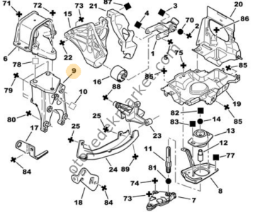 Peugeot 307 (2001-2008) 2.0 Benzinli Sağ Üst Motor Kulak Mesnedi (Orijinal)
