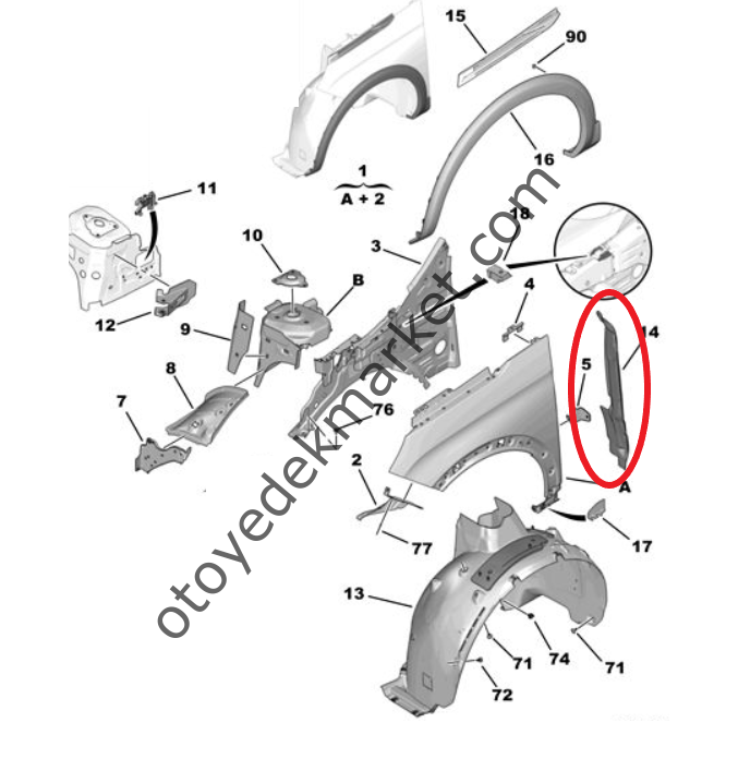 Peugeot 3008 (2016-2023) Sol Ön Çamurluk Arka Lastik Contası (Orijinal)