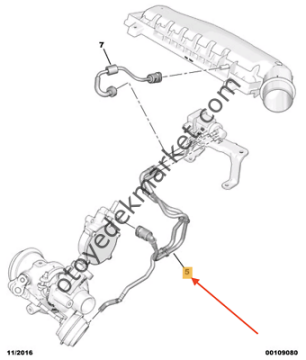 Peugeot 208 (2012-2019) 1.2 Turbo Benzinli Egr Kumanda Vakum Borusu / Hortumu (Orijinal)