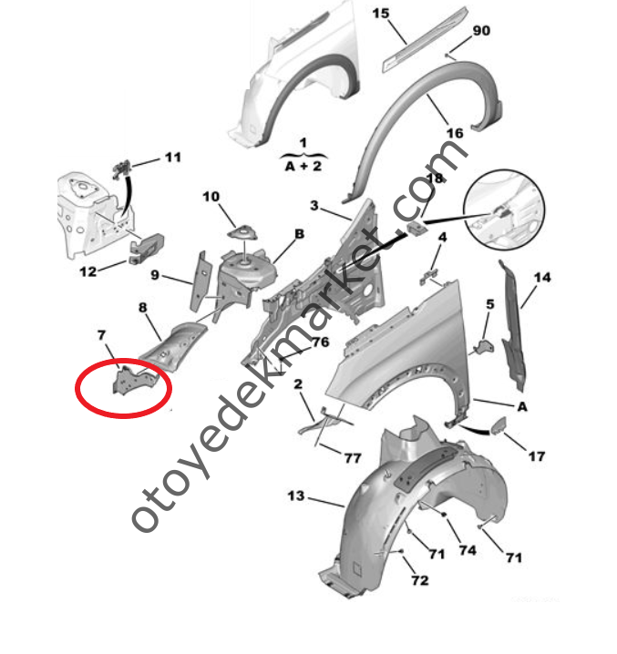 Peugeot 3008 (2016-2023) Sol Ön Şasi Uç Sacı (Orijinal)