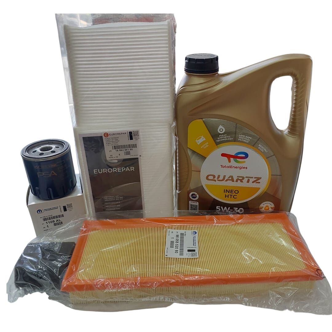 Citroen C3 (2017-2024) 1.2 Benzinli Filtre Bakım Seti + 5W30 Htc Yağ (Orijinal)