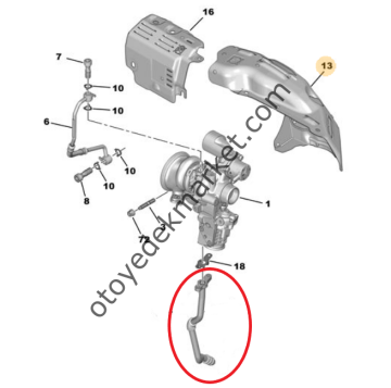 Peugeot 308 (2014-2021) 1.2 Benzinli Turbo Yağlama Borusu (Orijinal)