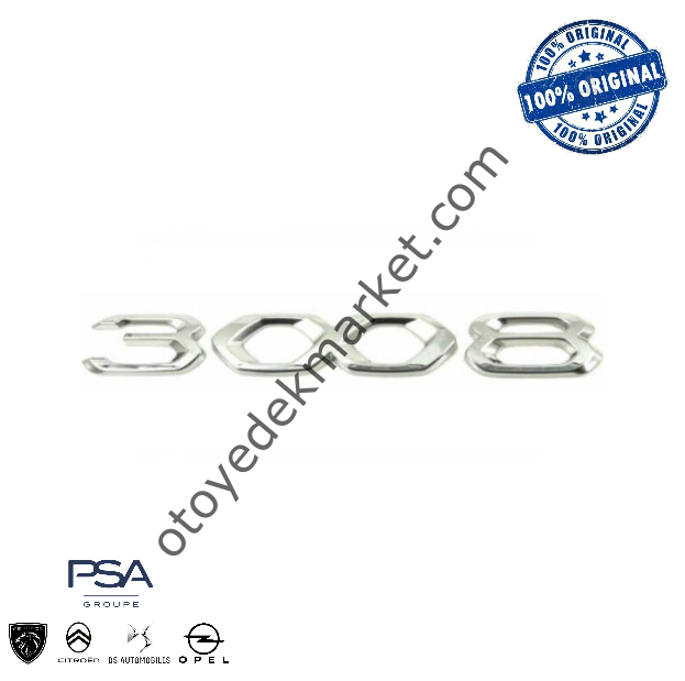 Peugeot 3008 (2021-2023) Kaput ''3008'' Yazısı, Gri (Orijinal)