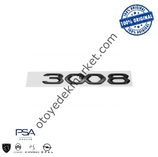 Peugeot 3008 (2021-2024) Kaput ''3008'' Yazısı, Siyah (Orijinal)
