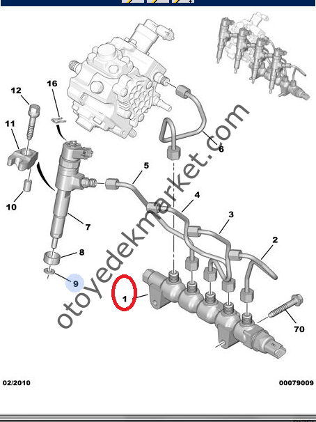 PEUGEOT PARTNER TEPEE (2009-2012) 1,6 HDI ENJEKTÖR RAMPASI (ORJİNAL)