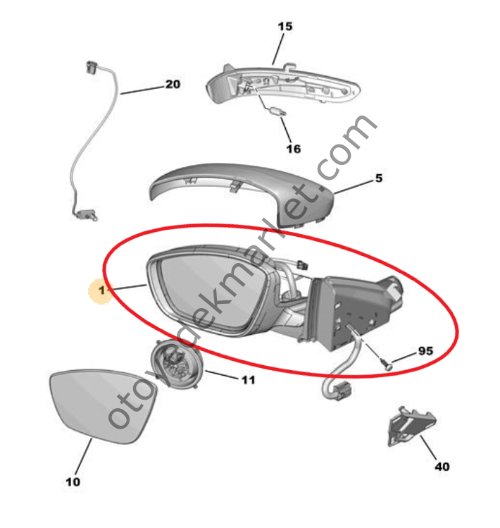 Peugeot 208 (2021-2025) Sol Dikiz Aynası (Orijinal)