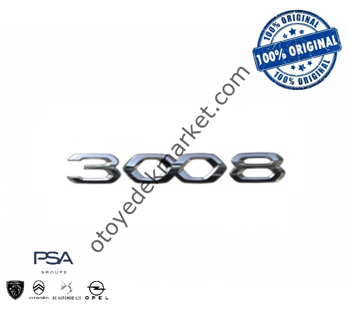 Peugeot 3008 (2021-2023) Arka ''3008'' Yazısı, Gri (Orijinal)