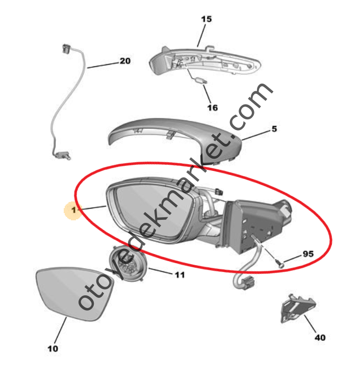 Peugeot 208 (2021-2025) Sağ Dikiz Aynası (Orijinal)