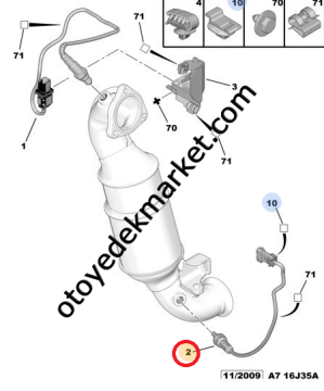 Citroen C3 (2010-2013) 1.4 ve 1.6 Benzinli Alt Oksijen Sensörü (Orijinal)