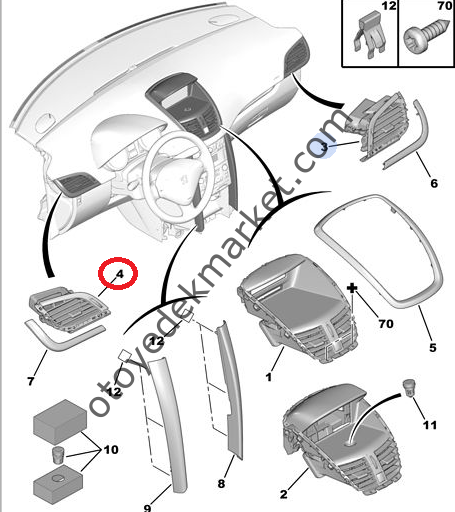 PEUGEOT 207 GÖĞÜS HAVA IZGARASI SOL (ORJİNAL)