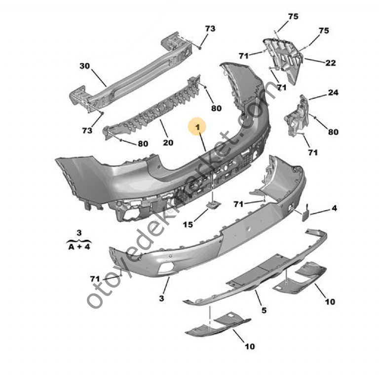 Citroen C4 X (2021-2024) Arka Tampon (Orijinal)
