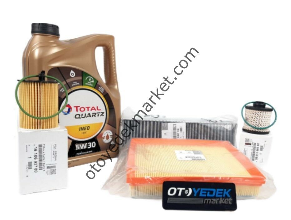 Peugeot 2008 (2019-2024) 1.5 BlueHdi Filtre Bakım Seti + 5w30 Yağ (Orijinal)