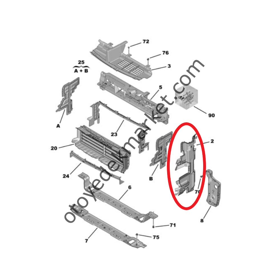 Peugeot 3008 (2016-2023) Ön Panel Sağ Yan Bakaliti (Orijinal)