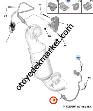 Citroen C3 (2010-2013) 1.4 ve 1.6 Benzinli Alt Oksijen Sensörü (İthal)