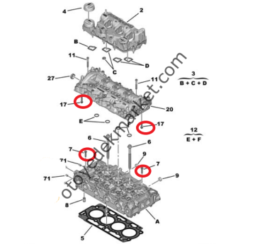 Citroen C4 (2021-2023) 1.5 BlueHdi Silindir Kapağı Pullu / Flanşlı Civatası (Orijinal)