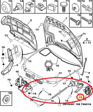 Peugeot 206 (1999-2012) Motor Kaput Açma Kol Teli (İthal)