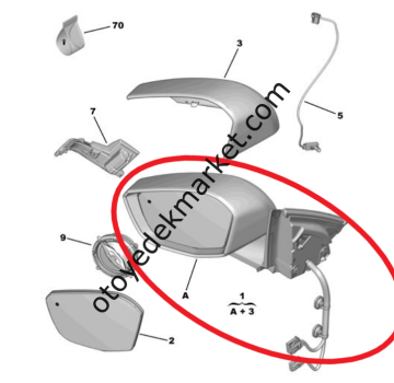 Citroen C4 X (2021-2024) Sol Dikiz Aynası (Orijinal)