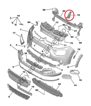 Citroen C3 (2020-2024) Ön Tampon Izgara Bağlantı Ayağı (Orijinal)